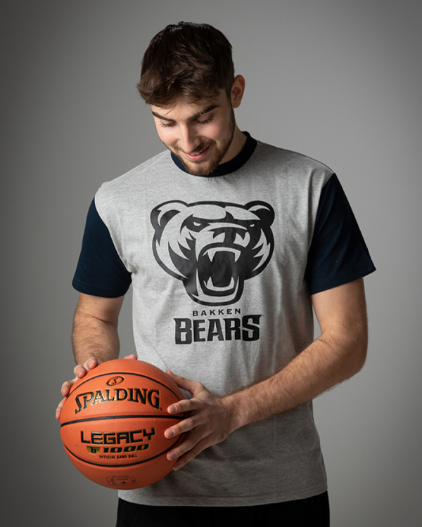 T-shirt med bjørnehoved navy/grå